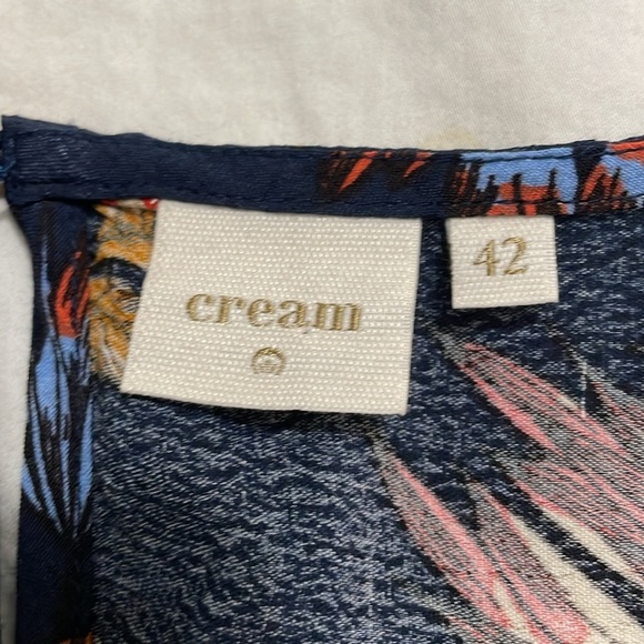 Cream | Floral | Print | Navy |Scoop Neck |3/4 Sleeve |Blouse |Size 42 EUR/10-12 - Picture 10 of 15